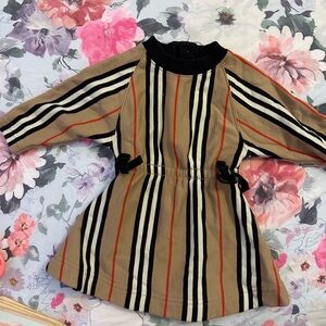 Girls' Burberry Chiara Icon Stripe Knit Dress